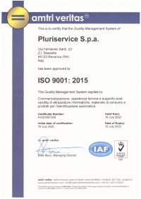 ISO 9001:2015 - Certificazione Pluriservice SPA