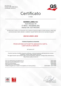ISO 45001 RAINING Certificazione ISO 45001 Raining Labels