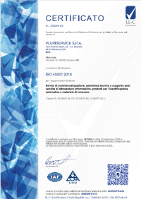 ISO 45001:2018 Pluriservice S.p.A.
